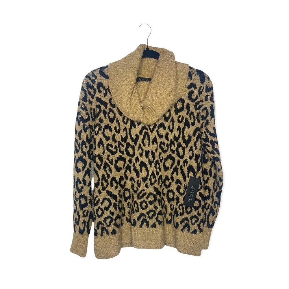 RACHEL ZOE Leopard Print Cowl Neck Sweater S NWT